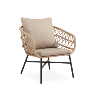 Conjunto Jardín NYDE 4P/Sofá+Sillones+Mesa Cent, Beige/Negro - Vackart 2