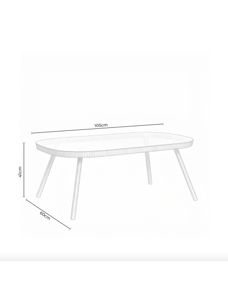 Conjunto de Jardín NYDE 4 Piezas / Sofá + Sillones + Mesa de Centro, Cuerda Beige / Metal Negro