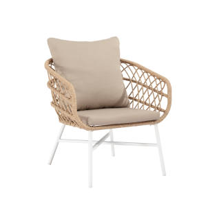 Conjunto Jardín NYDE 4P/Sofá+Sillones+Mesa Cent, Beige/Blanco- Vackart 2