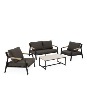 Conjunto de Jardín NEO 4P/ Sofá+Sillones+Mesa Centro / Negro - Vackart