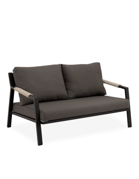Conjunto de Jardín NEO 4 Piezas / Sofá + Sillones + Mesa de Centro / Negro