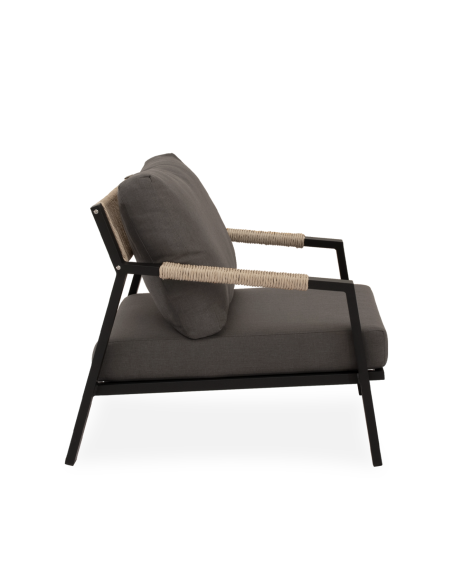 Conjunto de Jardín NEO 4 Piezas / Sofá + Sillones + Mesa de Centro / Negro