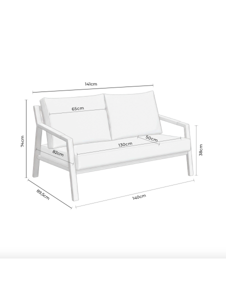 Conjunto de Jardín NEO 4 Piezas / Sofá + Sillones + Mesa de Centro / Blanco