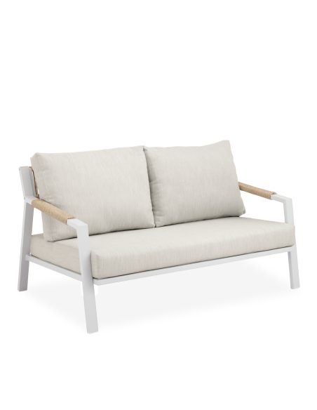 Conjunto de Jardín NEO 4 Piezas / Sofá + Sillones + Mesa de Centro / Blanco