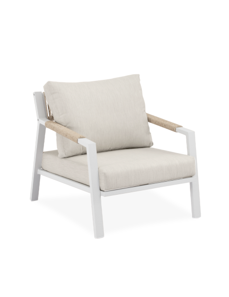 Conjunto de Jardín NEO 4 Piezas / Sofá + Sillones + Mesa de Centro / Blanco