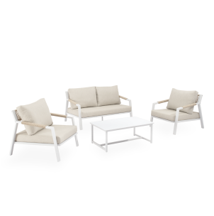 Conjunto Jardín NEO 4P / Sofá+Sillones+Mesa Centro / Blanco - Vackart