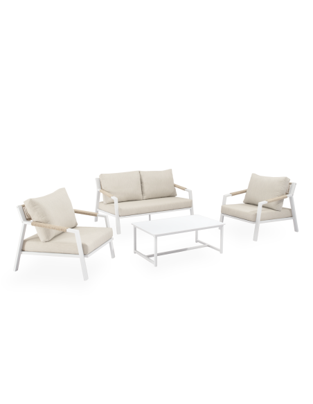 Conjunto Jardín NEO 4P / Sofá+Sillones+Mesa Centro / Blanco - Vackart