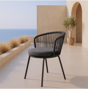 Silla Exterior THEO, Metal / Cuerda Antracita - Vackart