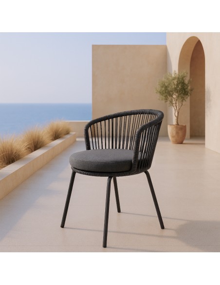 Silla Exterior THEO, Metal / Cuerda Antracita - Vackart