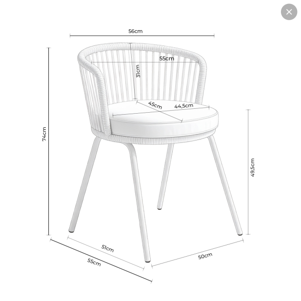 Silla Exterior THEO, Metal / Cuerda... Silla Exterior THEO, Metal / Cuerda...