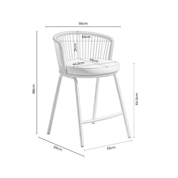 Taburete Alto Exterior THEO 64,5 cm,... Taburete Alto Exterior THEO 64,5 cm,...