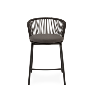 Taburete Alto Exterior THEO 64,5cm, Metal / Cuerda Antracita - Vackart 2