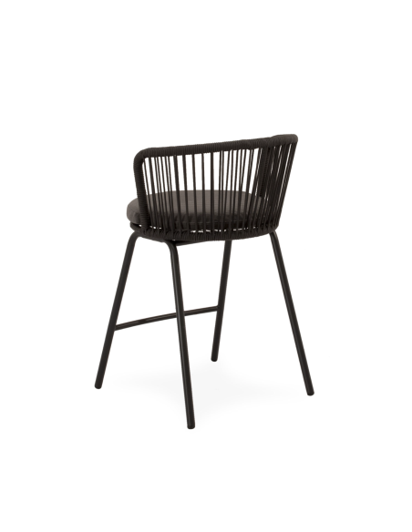 Taburete Alto Exterior THEO 64,5 cm, Metal / Cuerda Antracita