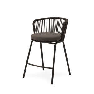 Taburete Alto Exterior THEO 64,5cm, Metal / Cuerda Antracita - Vackart