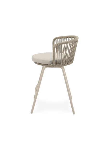 Taburete Alto Exterior THEO 64,5 cm, Metal / Cuerda Beige