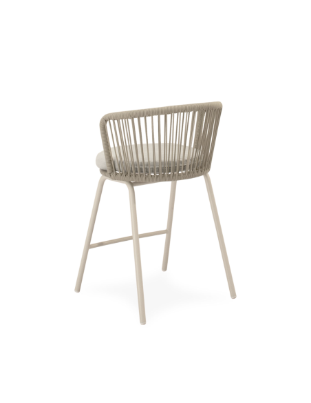 Taburete Alto Exterior THEO 64,5 cm, Metal / Cuerda Beige