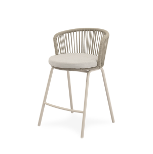 Taburete Alto Exterior THEO 64,5 cm, Metal / Cuerda Beige - Vackart