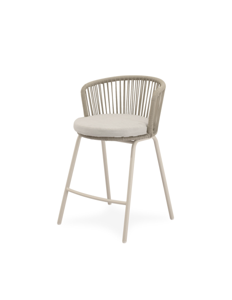 Taburete Alto Exterior THEO 64,5 cm, Metal / Cuerda Beige - Vackart