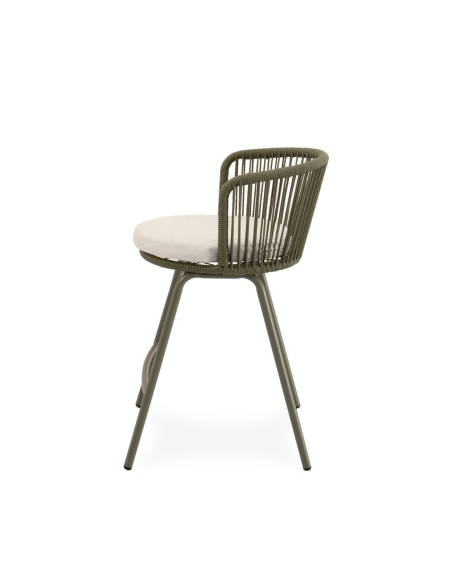 Taburete Alto Exterior THEO 64,5 cm, Metal / Cuerda Verde