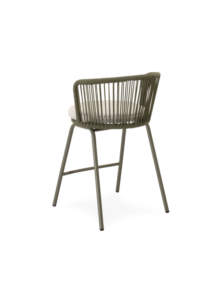 Taburete Alto Exterior THEO 64,5 cm, Metal / Cuerda Verde