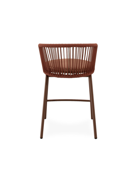 Taburete Alto Exterior THEO 64,5 cm, Metal / Cuerda Terracota