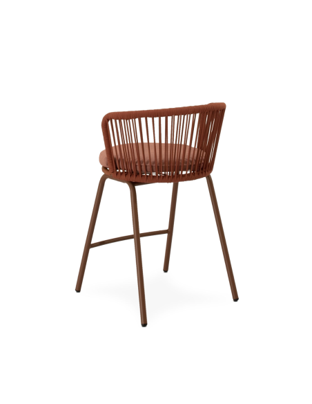 Taburete Alto Exterior THEO 64,5 cm, Metal / Cuerda Terracota