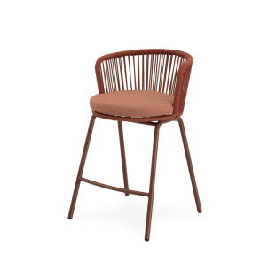 Taburete Alto Exterior THEO 64,5cm, Metal / Cuerda Terracota - Vackart