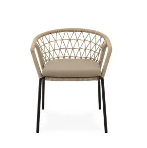 Silla Exterior WELLS, Metal Negro / Cuerda Beige - Vackart 2