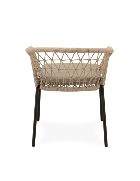 Silla Exterior WELLS, Metal Negro / Cuerda Beige