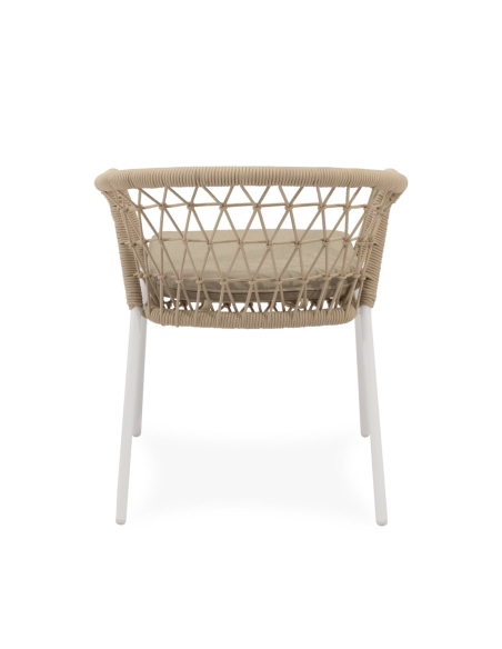 Silla Exterior WELLS, Metal Blanco / Cuerda Beige
