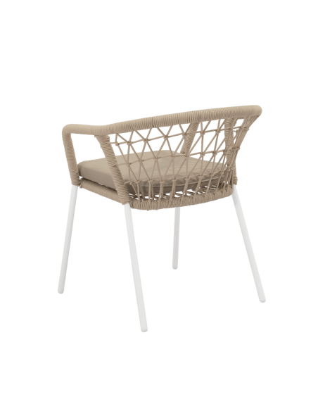 Silla Exterior WELLS, Metal Blanco / Cuerda Beige