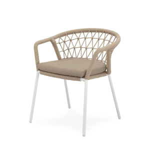 Silla Exterior WELLS, Metal Blanco / Cuerda Beige - Vackart