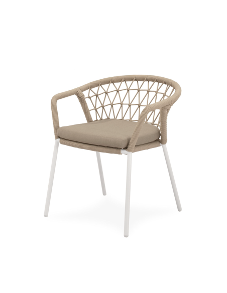 Silla Exterior WELLS, Metal Blanco / Cuerda Beige - Vackart