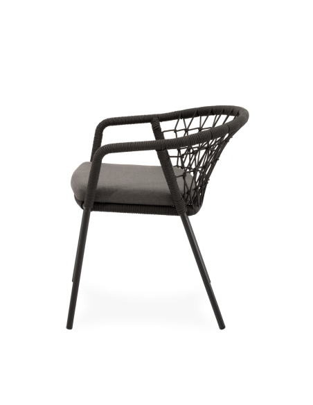 Silla Exterior WELLS, Metal / Cuerda Antracita