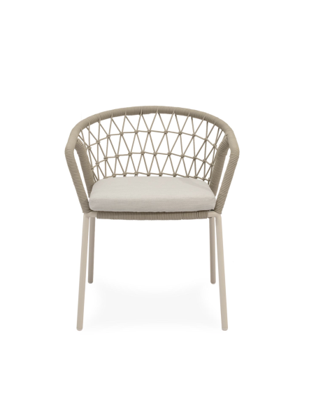 Silla Exterior WELLS, Metal / Cuerda Beige
