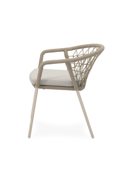 Silla Exterior WELLS, Metal / Cuerda Beige