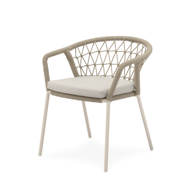 Silla Exterior WELLS, Metal / Cuerda Beige - Vackart