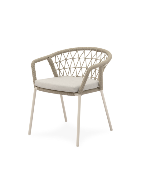Silla Exterior WELLS, Metal / Cuerda Beige - Vackart