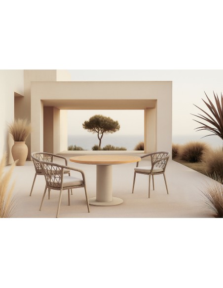 Silla Exterior WELLS, Metal / Cuerda Beige