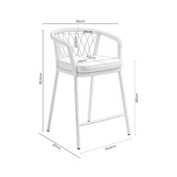 Taburete Alto Exterior WELLS 65 cm,... Taburete Alto Exterior WELLS 65 cm,...