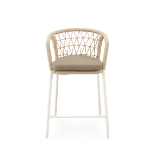 Taburete Alto Exterior WELLS 65 cm, Metal Blanco/Cuerda Beige - Vackart 2