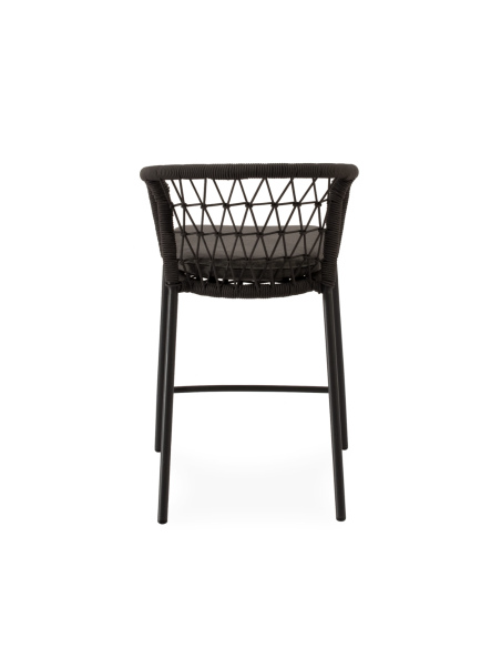 Taburete Alto Exterior WELLS 65 cm, Metal / Cuerda Antracita