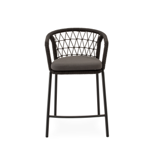 Taburete Alto Exterior WELLS 65 cm, Metal / Cuerda Antracita - Vackart 2