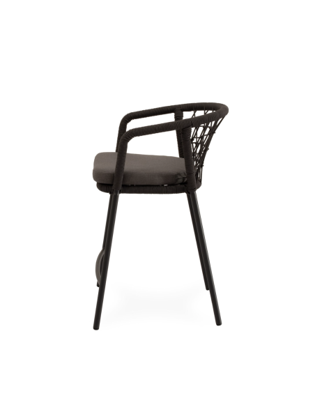 Taburete Alto Exterior WELLS 65 cm, Metal / Cuerda Antracita