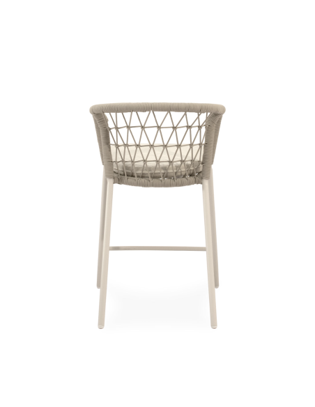 Taburete Alto Exterior WELLS 65 cm, Metal / Cuerda Beige