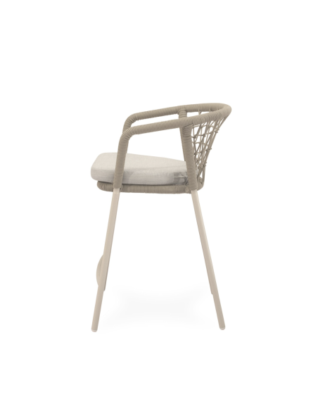 Taburete Alto Exterior WELLS 65 cm, Metal / Cuerda Beige