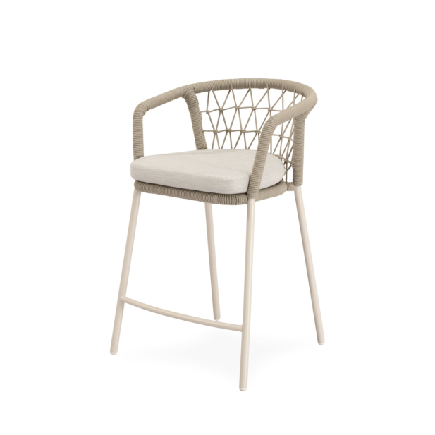 Taburete Alto Exterior WELLS 65 cm, Metal / Cuerda Beige - Vackart
