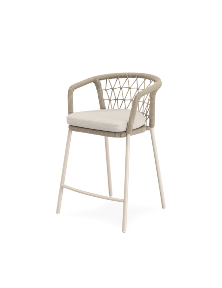 Taburete Alto Exterior WELLS 65 cm, Metal / Cuerda Beige - Vackart