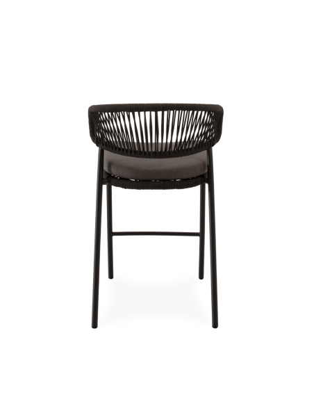 Taburete Alto Exterior ELLIS 68 cm, Metal / Cuerda Antracita