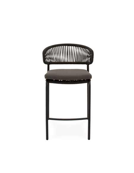 Taburete Alto Exterior ELLIS 68 cm, Metal / Cuerda Antracita